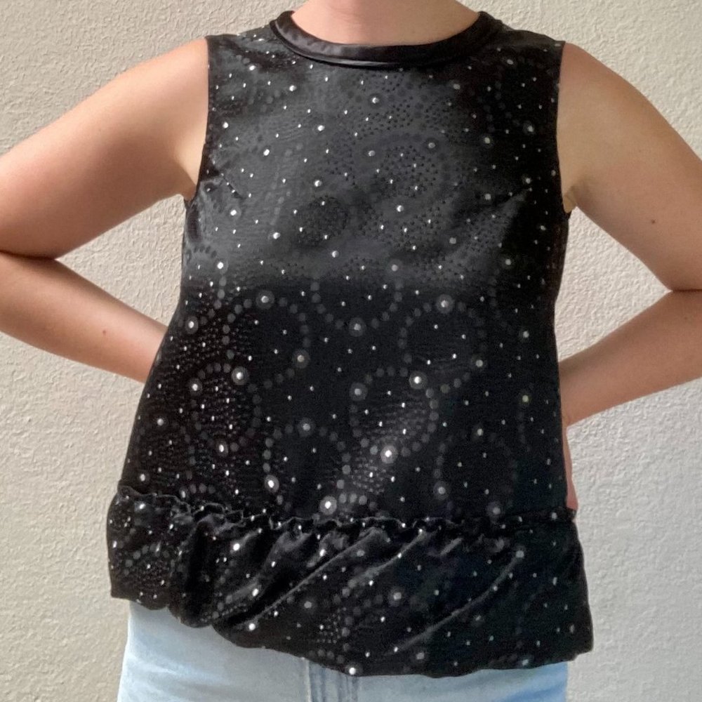 Tricot Comme des Garcons Black Sleeveless Jacquard Balloon Bubble Hem Top Medium